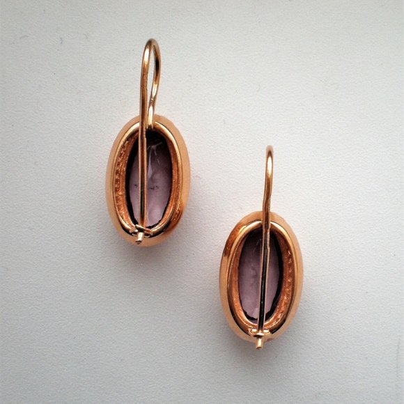 Vintage Russian USSR 14K 583 Rose Pink Gold Alexandrite Filigree Dangle EARRINGS - Picture 7 of 8